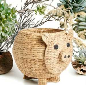 High Quality Customizable Seagrass <b>Belly</b> <b>Basket</b> Adorable Animal Decorative Handwoven <b>Basket</b> for Kids Room and Living Room - Product Image 4