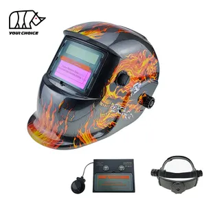 INWELT OEM Fire Skull Stickers maschera per saldatura automatica DIN9-13 decalcomanie per casco per saldatura Auto oscurante ad energia solare per TIG MIG