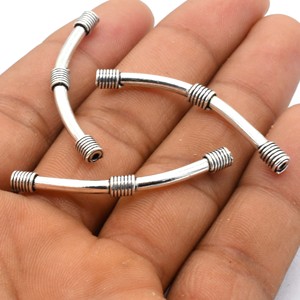 46X4mm Fabricación de joyas Tubo de cuentas Plata oxidada y chapado en oro 18K Oro y Chapado en plata Cobre oxidado B409 - Product Image 5