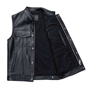 Gilet en cuir d'hiver pour hommes avec fermeture à boutons pour les revendeurs de vêtements de moto, approvisionnement en gros, fabrication sur mesure, fabricant pakistanais - Product Image 3