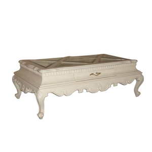 Mesa de Centro para Sala de Estar, Mesa de Té con Cajón, Tallada a Mano, Madera, Reproducción Antigua, Estilo Francés - Product Image 2