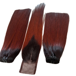 ผมต่อแบบคลิปหนีบปลายแบน ผมแท้สีแดงตรงธรรมชาติจากผู้บริจาคคนเดียว  แบบดับเบิ้ลดรอน - Product Image 2