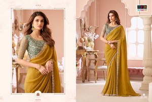 Sari de Georgette de la Colección Diwali con un Aspecto Elegante y Sofisticado, con Bordado de Espejo y Piedras, la Mejor Tela, Ropa Étnica en Venta - Product Image 2