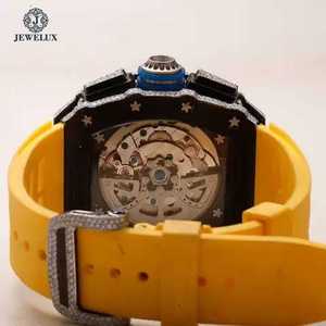 Lujo Hip Hop Square Moissanite Diamond Watch Iced VVS Stones Yellow Rubber Band Movimiento de cuarzo Diseño analógico Premium - Product Image 2