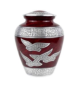 Urna de cremación de latón Vintage de 10,5 pulgadas, recuerdo de aluminio impreso para cenizas humanas, suministros funerarios elegantes - Product Image 5