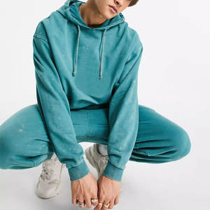 Conjunto de chándal con lavado ácido personalizado de fabricante, Sudadera con capucha a prueba de viento, pantalones holgados, chándal Vintage Boxy Fit, diseño de serigrafía - Product Image 3