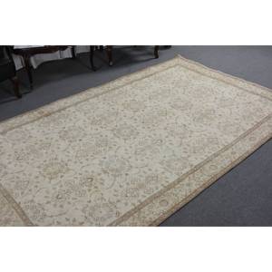 พรมขนสัตว์สีเบจสีน้ำตาล6x9ft แฮนด์เมดสไตล์คลาสสิกงานเย็บปะติดด้วยสี่เหลี่ยมผืนผ้าแบบตุรกีสำหรับห้องนั่งเล่นยางข้างเตียงสำหรับวัยรุ่น - Product Image 4