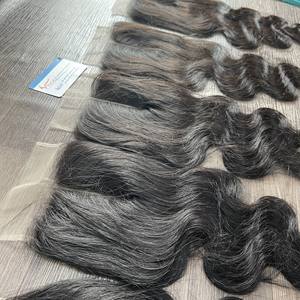 Cabello humano ondulado natural vietnamita Cierre de encaje doble dibujado Frontal con estilo de cabello brillante de encaje HD suizo transparente - Product Image 5