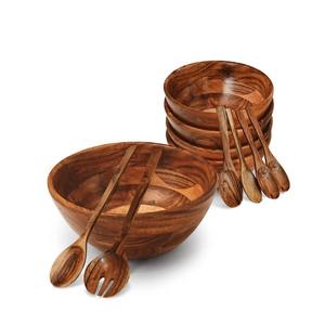 Handcrafted Luxury Wooden <b>Salad</b> <b>Bowl</b> Set Premium Natural <b>Wood</b> Durable Dining Serveware for Home Party Wedding Use - Product Image 1