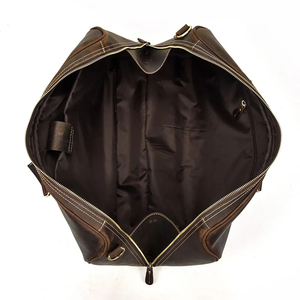 Sac de voyage pliable en cuir véritable avec fermeture éclair, style vintage durable, imperméable et grande capacité - Product Image 3