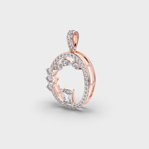 Colgante con Inicial G de Diamante Cultivado en Laboratorio Certificado por IGI, con Corte Esmeralda y Halo de Perlas en Oro Amarillo/Blanco y Rosa de 14K - Product Image 3