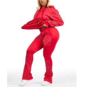 Ensemble de survêtement pour femmes, jogging, coupe ajustée, vêtements de sport confortables, respirant pour l'entraînement, la course à pied, le fitness - Product Image 1