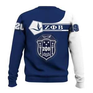 Sudadera con Cuello Redondo Zeta Phi Beta Griega 1920 para Mujer, Azul, Bordada, de Felpa - Product Image 2