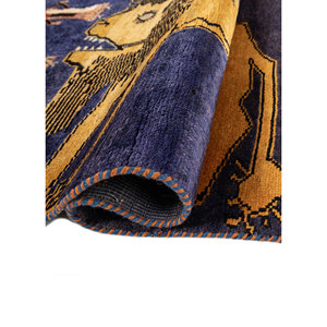 Alfombra de Lana Anudada a Mano Azul Aalam Pae-6441 9x12 Rectangular con Estampado Animal para Decoración de Sala de Estar - Product Image 2