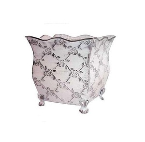 Maceta de hierro clásica de tamaño de forma personalizada con diseño minimalista, jardines de hierbas para interiores, acabado pulido plateado, decoración de plantación - Product Image 1