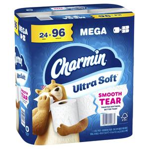 Charmin-Ultra Soft Toilet <b>Paper</b>, 24 Mega <b>Rolls</b> = 96 Regular <b>Rolls</b> - Product Image 1