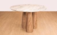 Mesa de Comedor de Madera Maciza de Lujo Premium con Cubierta de Mármol, Diseño Moderno Ecológico, Muebles para el Hogar Duraderos de Alta Calidad para 4 Personas