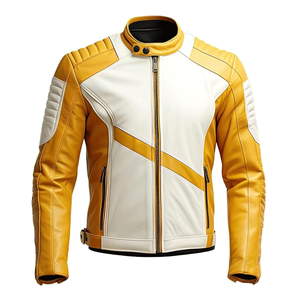 Men's Genuine Sheepskin Stand Collar Racing Motorbike Jackets Smooth Lightweight Biker Rider Motorcycle Jacket For Men - Product Image 1