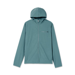 Veste coupe-vent en polyester 100% personnalisée OEM pour hommes, col à capuche avec logo sur le devant, tenue décontractée à glissière, conception personnalisée pour l'extérieur - Product Image 2