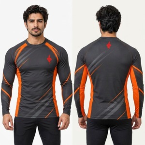 Athletic Training Workout Fitness Running Cycling Surfing <b>Gym</b> Performance Men Rash Guard Long Sleeve <b>Compression</b> Sports <b>Shirt</b> - Product Image 3