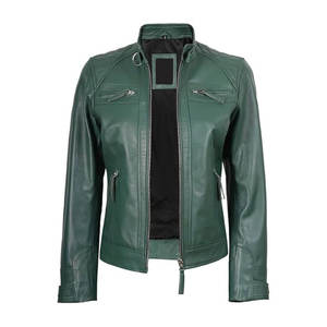 Chaqueta de cuero de vaca de alta calidad 100% para mujer, nueva chaqueta de cuero de tela elegante al por mayor para mujer - Product Image 2