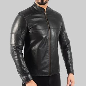Blouson de motard en cuir noir Gary pour homme - Product Image 5