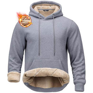 Customizable 400 GSM <b>Sherpa</b> Fleece Lined Breathable Anti-Pilling Pullover <b>Hoodie</b> 100% Cotton Winter Warmth Men's Sweatshirts - Product Image 4