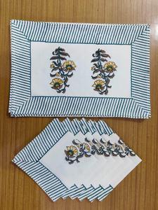 Serviettes de table imprimées en blocs de coton 100% sur mesure, ensembles de 4 et 6 de qualité de conception de fleurs de rose pour la revente à domicile - Product Image 5