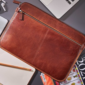 Yüksek kaliteli deri dizüstü fermuar taşıma çantası Laptop evrak hakiki deri kol kapağı erkekler için kadın - Product Image 2