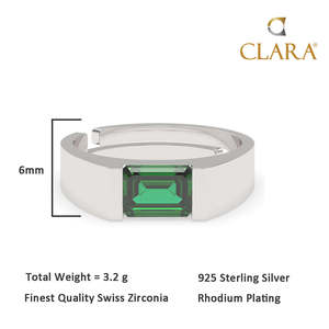 CLARA Real 925 Sterling <b>Silver</b> Emerald Cut & Radiant Cut Cluster <b>Ring</b> in Rhodium Plated Platinum & 10K Gold - Product Image 5