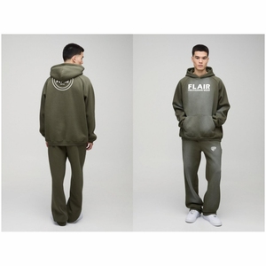 เสื้อฮู้ดสวมหัวผ้าคอตตอนออร์แกนิกสำหรับผู้ชาย, เสื้อกันหนาวแบบสวมหัวมีลายสีพื้นไซส์ใหญ่พิเศษสำหรับฤดูหนาว - Product Image 1