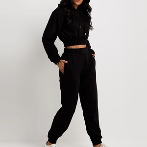 Nouveauté, ensemble haut court pour femmes, survêtement 2 pièces, survêtement 100% coton, meilleure vente en usine, survêtement - Product Image 1