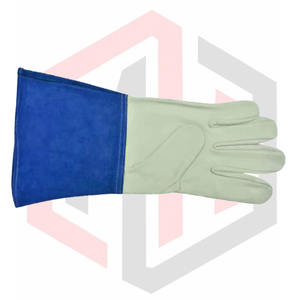 ถุงมือเชื่อมหนังแบบพันข้อมือทำจากผ้าใบ - Product Image 5