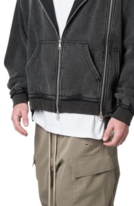 Vente en gros de sweat-shirts personnalisés pour hommes, mode, épais, 100% coton, respirant, lourd, surdimensionné, à fermeture éclair, délavé à l'acide, 2026 - Product Image 5