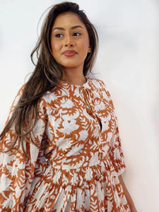 เดรสผ้าฝ้ายแท้สำหรับฤดูร้อนสง่างามเดรสผ้าฝ้ายแท้ปักลายเป็นพู่สไตล์ลำลองทอเอวธรรมชาติระบายอากาศได้ดี - Product Image 3