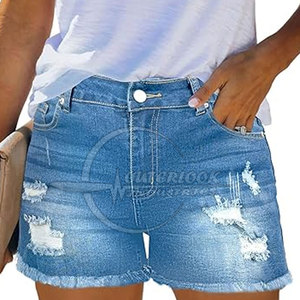 Short en jean en coton taille haute pour femme Confortable et respirant Meilleur design pour femme - Product Image 1
