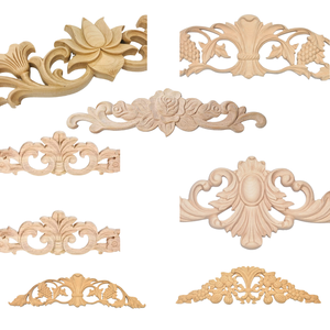 Escultura Tallada en Madera Maciza, Aplique de Madera con Tallado Floral Personalizado, Decoración para Muebles de Dormitorio y Gabinetes, Apliques de Madera Maciza - Product Image 5