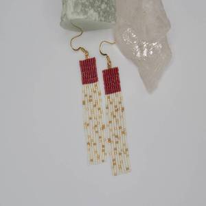 Pendientes de flecos con cuentas largas de diseñador, pendientes de gancho chapados en oro de latón, joyería hecha a mano para mujeres y niñas, ropa de boda - Product Image 1