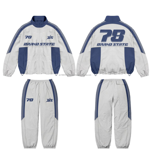 2025New grande taille en gros contraste couleur coupe-vent ensemble hommes haute qualité imperméable deux pièces coupe-vent ensemble pour homme - Product Image 5