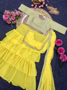 ส่าหรีพร้อมสวมใส่เสื้อเบลาส์สำเร็จรูปสำหรับฤดูร้อนคอลเลกชัน1นาทีใน3สี - Product Image 4