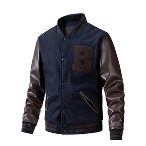 Veste universitaire de haute qualité 2026 pour hommes et femmes, broderie en chenille, manches en cuir, veste universitaire personnalisée avec lettres de baseball - Product Image 3