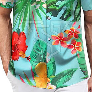 T-shirt décontracté pour adultes, best-seller, design hawaïen, col montant, manches courtes, 100% coton respirant, style tendance - Product Image 6