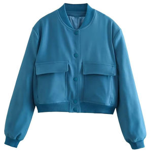 High Quality Women Regular Varsity Jackets Breathable Canvas Knitted Latest Style Long Sleeves - Product Image 6