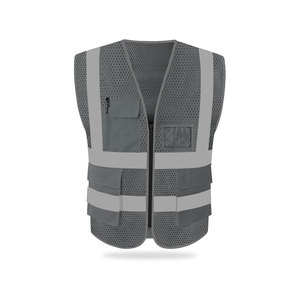 Chaleco de malla de alta visibilidad frontal con cremallera de 5 bolsillos para hombre y mujer - Product Image 1