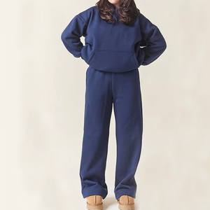 Conjunto Deportivo SUMROOS para Mujer, Talla Grande, Negro, de Algodón y Felpa, con Capucha y Logotipo Frontal, Moderno, para Invierno - Product Image 2