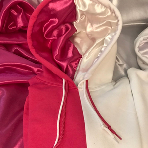 Venta al por mayor de fábrica Sudadera con Capucha forrada de satén dividido en 2 tonos Sudadera con Capucha forrada de seda Sudadera con capucha de dos colores para hombres Forrado de satén - Product Image 2