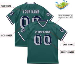 Jersey de Fútbol Americano Personalizado OEM, Corto, de Secado Rápido, Malla 100% Poliéster, Impresión por Transferencia de Calor, Logotipo Personalizado, Unisex, Adulto - Product Image 4