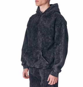 Conjuntos de sudaderas con capucha y joggers de piezas, chándal personalizado lavado con ácido vintage de 500GSM para hombres - Product Image 1