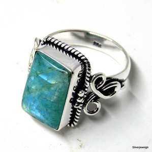 Anillo de piedras preciosas de piedra natal bohemia de plata de ley con tratamiento térmico de coral natural blanco para mujer - Product Image 6