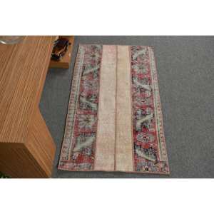 Vintage Turkish <b>Rug</b> Red White Kilim Style 2.1x3.7ft Large Area Patchwork Pattern Wool <b>Seagrass</b> Material 10mm Thickness Latex - Product Image 1